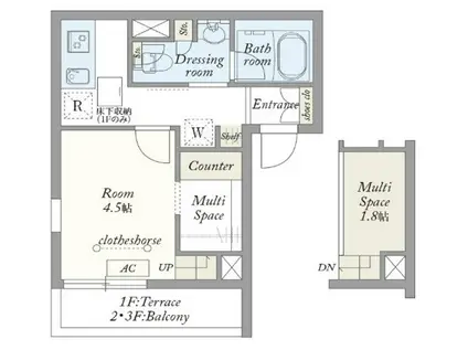 MY STYLE VINTAGE東長崎(1SK/2階)の間取り写真