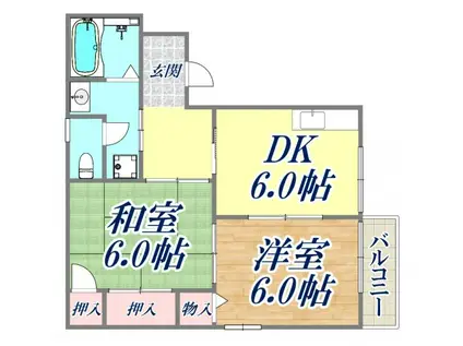 クリアースカイ8(2DK/2階)の間取り写真