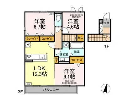 エコール(3LDK/2階)の間取り写真