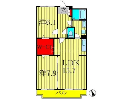 栗林クレス(2LDK/2階)の間取り写真