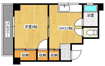 上原ビル(1DK/3階)の間取り写真