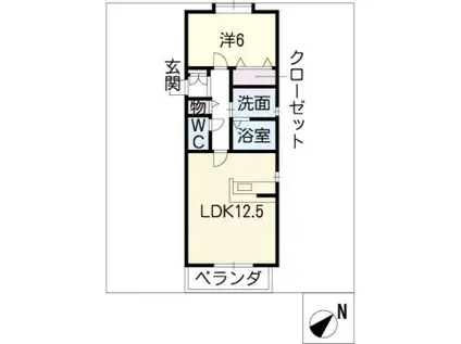 JR中央本線 春日井駅(JR) 徒歩13分 3階建 築21年(1LDK/1階)の間取り写真