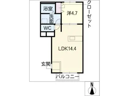 ハレルヤ サチ(1LDK/1階)の間取り写真