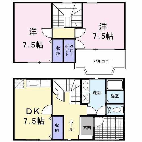 フィールドビーチⅠ(2DK/1階)の間取り写真