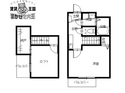 ル・プティボヌール(1K/2階)の間取り写真