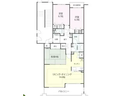 パセーオ軽井沢 3F(3LDK/3階)の間取り写真