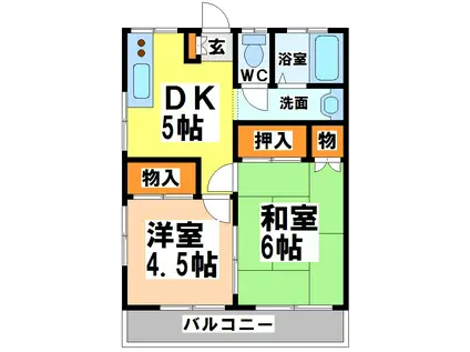 第一みつる荘(2DK/1階)の間取り写真