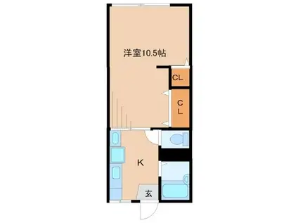 第一白王ハイツ(1DK/1階)の間取り写真