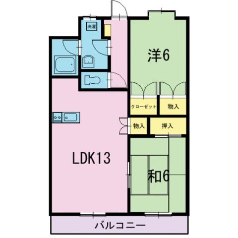 メルベーユ篭上II(2LDK/4階)の間取り写真