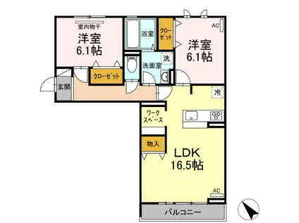 ローズ多治米(2LDK/2階)の間取り写真