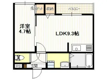 天神アパート(1LDK/3階)の間取り写真