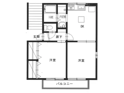 レジデンスKT A(2DK/1階)の間取り写真