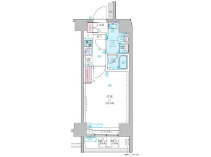 ジェノヴィア白糸台スカイガーデン(1K/9階)の間取り写真
