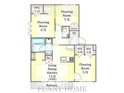 TWINKLE桜(3LDK/2階)の間取り写真