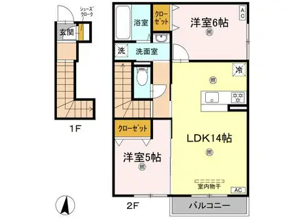 コートビレジ屋島III(2LDK/2階)の間取り写真
