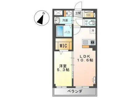 メゾンさくら緑井(1LDK/3階)の間取り写真