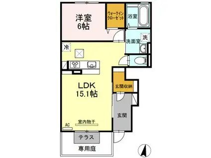 レグルスA棟(1LDK/1階)の間取り写真
