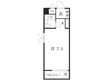 駒込K&M 手無 敷無 外国籍可 最上階 ネットフリー(1K/4階)の間取り写真