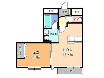 ノッティングヒル(1LDK/2階)の間取り写真
