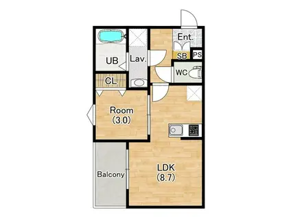 ジーメゾン松原(1LDK/2階)の間取り写真