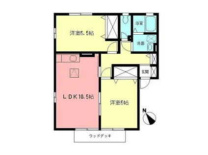 ロイヤルタウンD(2LDK/1階)の間取り写真