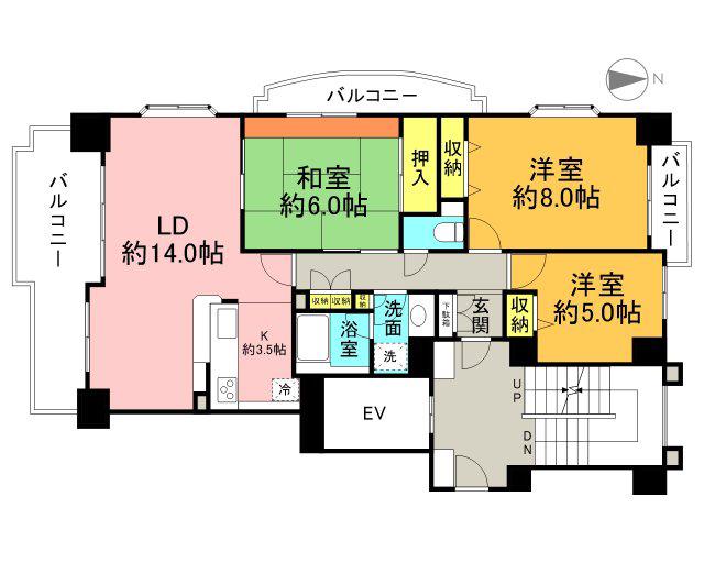 パークハウス東山弐番館(3LDK/14階)の間取り写真
