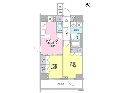 ROSETTA(2DK/5階)の間取り写真
