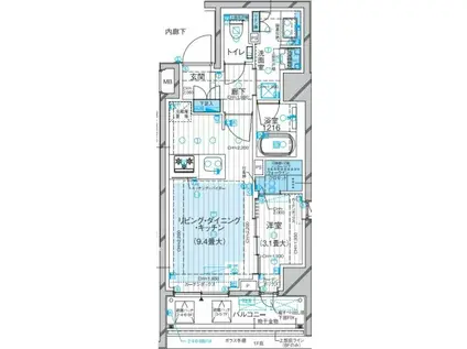 ルジェンテ早稲田(1LDK/6階)の間取り写真