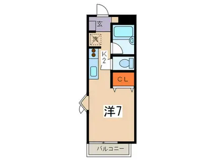 メゾン青葉B(1K/2階)の間取り写真