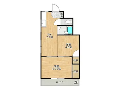 池上公園ハイツ(2DK/3階)の間取り写真