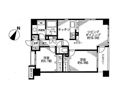 クリオ横浜関内弐番館(2LDK/10階)の間取り写真