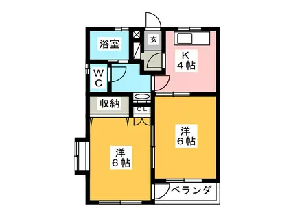 ヴィラメゾンHIRO(2DK/2階)の間取り写真