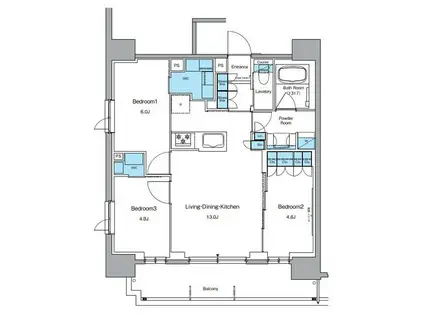 ルフォンプログレ上野御徒町(3LDK/10階)の間取り写真