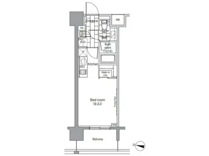パークハビオ恵比寿(ワンルーム/11階)の間取り写真