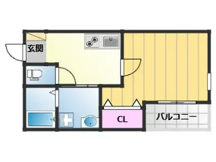 ユウパレス池上町(1K/1階)の間取り写真