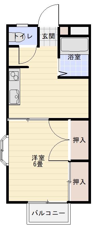 末広リップル(1K/2階)の間取り写真