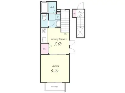 セント ローレンス(1DK/2階)の間取り写真