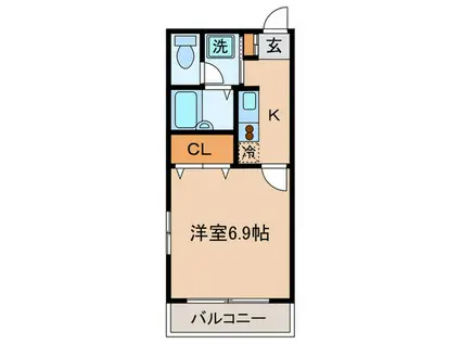 アンプルールフェール宮内(1K/1階)の間取り写真
