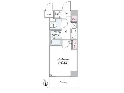 ヴォーガコルテ都立家政(1K/2階)の間取り写真