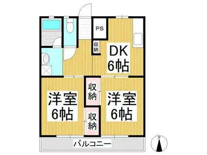 国分パークハイツ(2DK/3階)の間取り写真