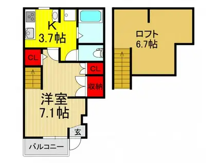 LIBERTA(1K/1階)の間取り写真