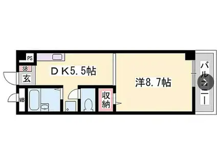 モア・エレガンス(1DK/2階)の間取り写真