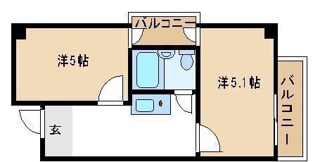 ラ・ペール壱番館(2K/2階)の間取り写真