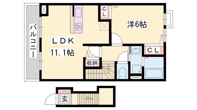 フィオーレ白浜I(1LDK/2階)の間取り写真