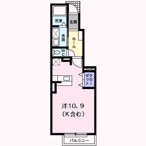 レジデンス須恵I(ワンルーム/1階)の間取り写真