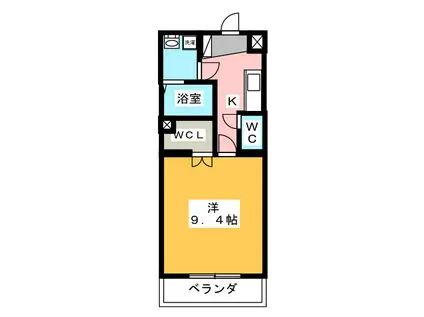 プランドール(1K/3階)の間取り写真