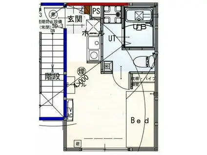 ザキテラス氷川台(ワンルーム/3階)の間取り写真