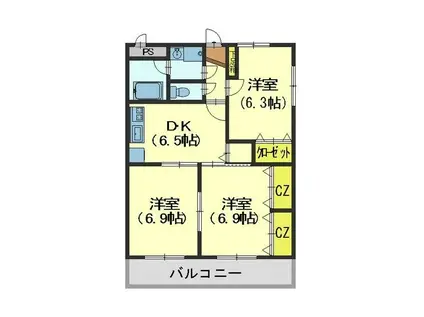 リーテハイム(3DK/3階)の間取り写真