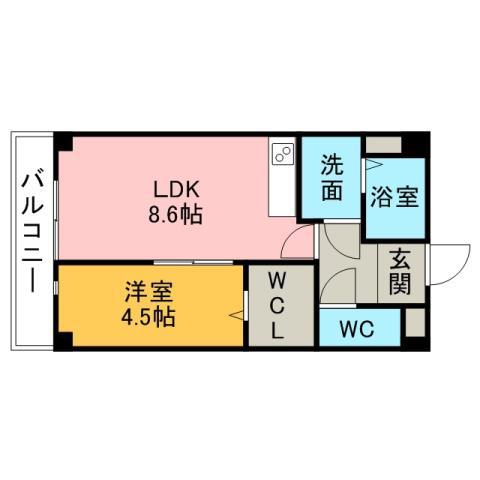 ベルドミールC・D棟(1LDK/3階)の間取り写真