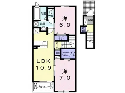 オアシス・コート II(2LDK/2階)の間取り写真